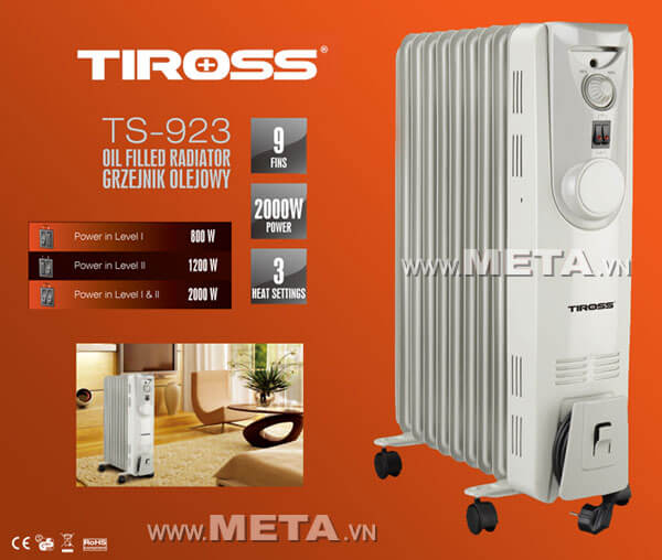 Máy sưởi dầu Tiross TS-923 (9 thanh)