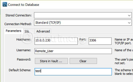 Chọn Connect to Database