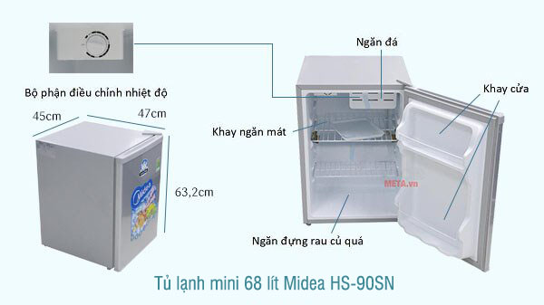 Tủ lạnh mini 68 lít Midea HS-90SN
