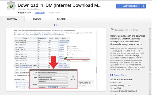 Extension Download in IDM
