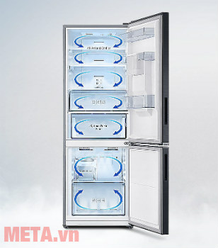 Công nghệ làm lạnh vòm bảo quản thực phẩm hiệu quả hơn trên tủ lạnh Samsung.