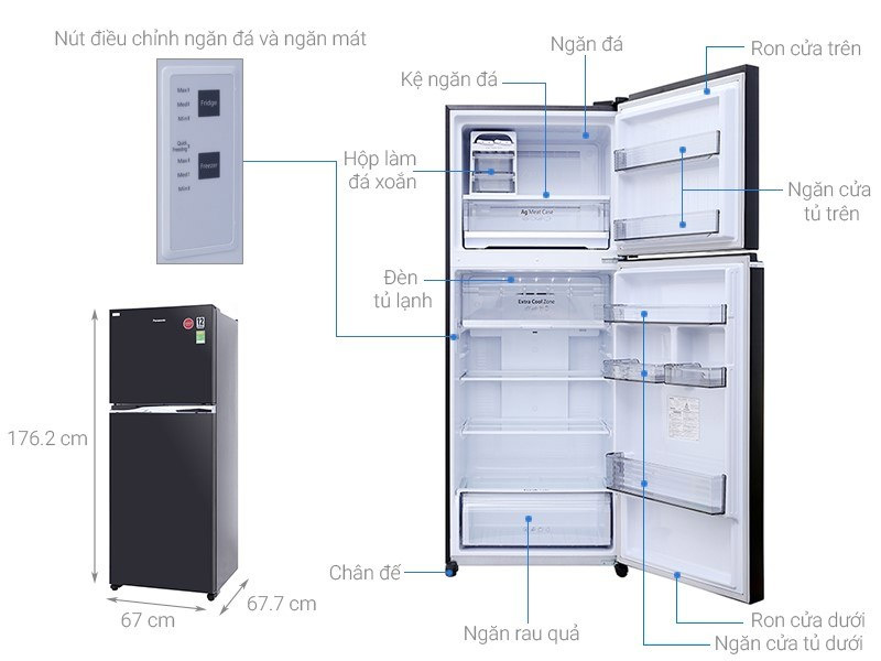 Tủ lạnh 2 cánh Toshiba 405 lít