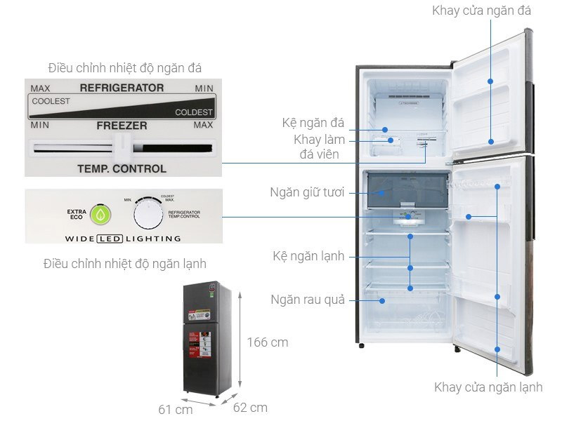 Tủ lạnh 2 cánh Sharp 287 lít