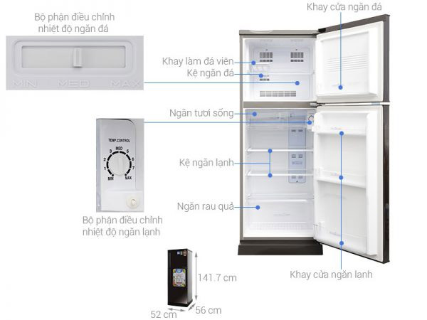 Tủ lạnh 2 cánh Aqua 186 lít