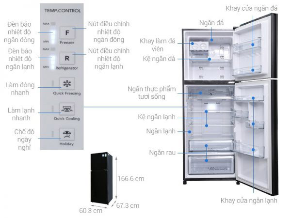 Tủ lạnh 2 cánh Aqua 318 lít