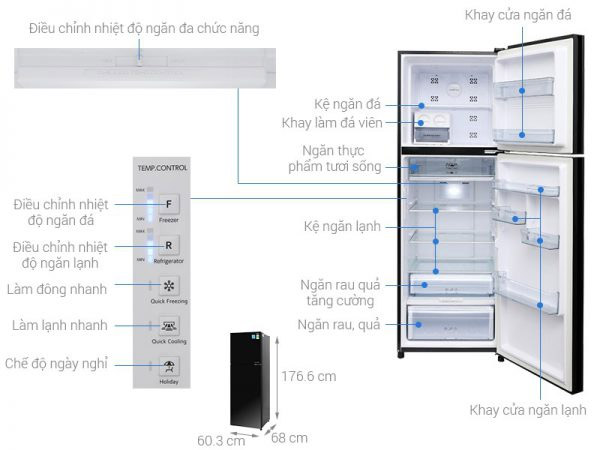 Tủ lạnh 2 cánh Aqua 344 lít