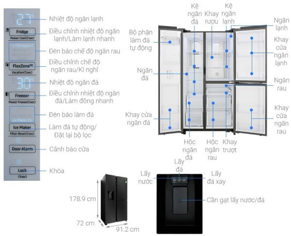 Tủ lạnh Shide by side Samsung 602 lít