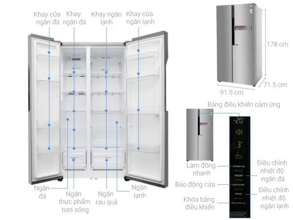 Tủ lạnh Shide by side LG 613 lít