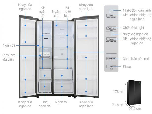 Tủ lạnh Shide by side Samsung 647 lít