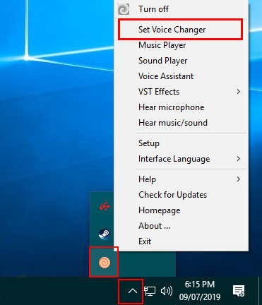 Chọn tùy chọn Set Voice Changer