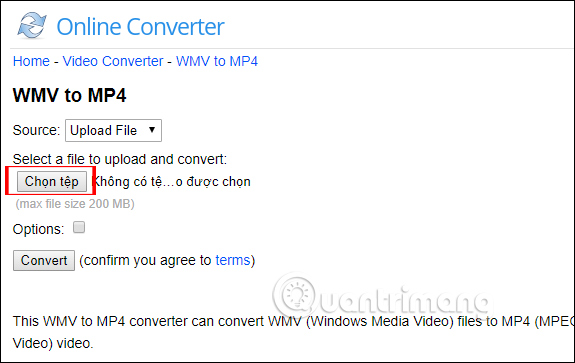 Convert video trên onlineconverter