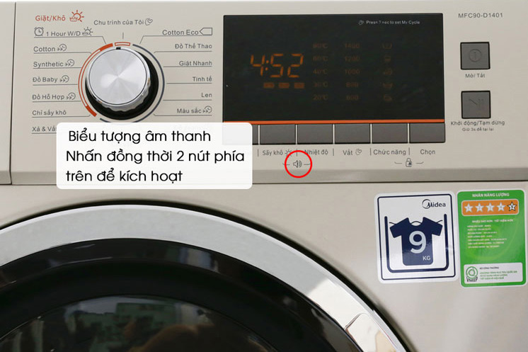 Bật/tắt âm thanh thông báo trên máy giặt Midea