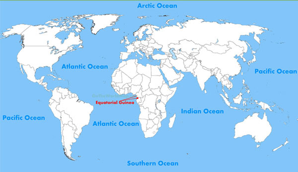 Vị trí của Guinea Xích đạo trên bản đồ thế giới. Đồ hoạ: World Maps.
