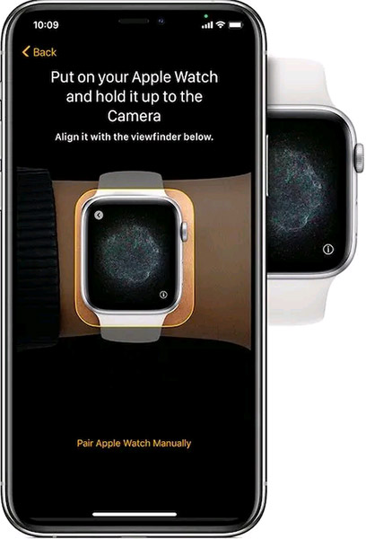 Giữ iPhone để quét hoạt ảnh trên màn hình Apple Watch.