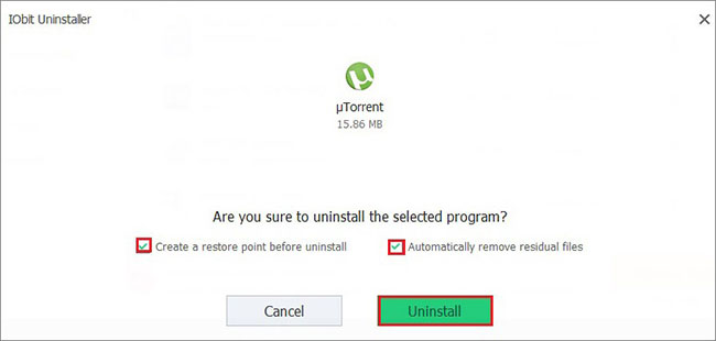 Xóa uTorrent bằng IObit Uninstaller