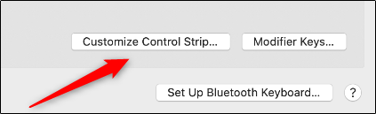 Nhấp vào “Customize Control Strip”