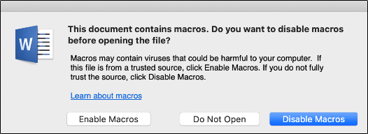 Bật hoặc tắt macro cho Office trên Mac